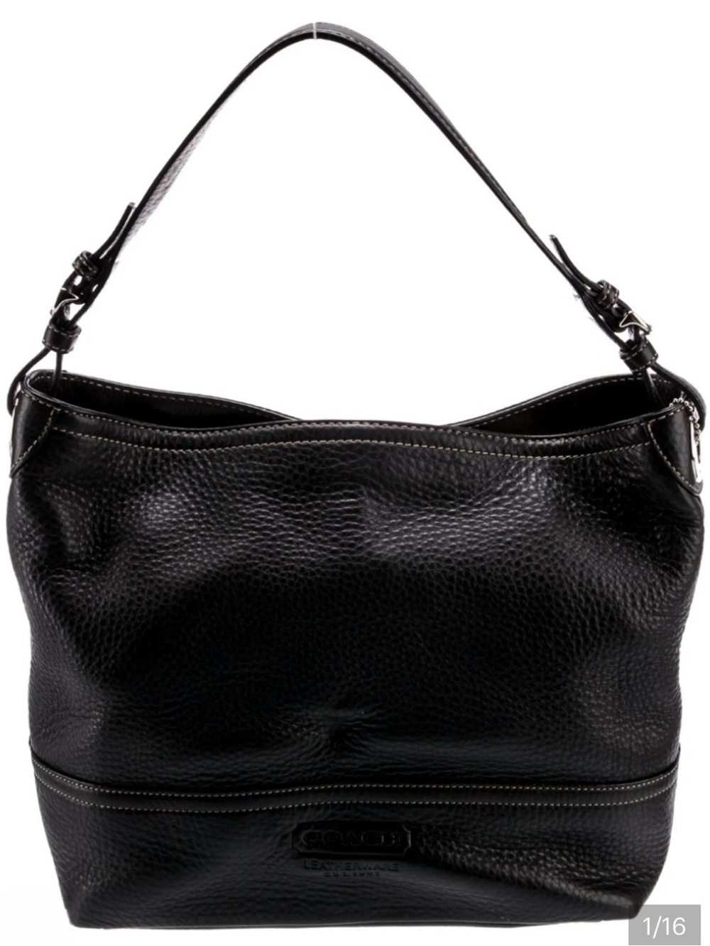 Vintage Coach Black Pebbled Leather Hobo Shoulder Bag